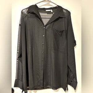 ASOS Black Oversized Mesh Button Up | size 2